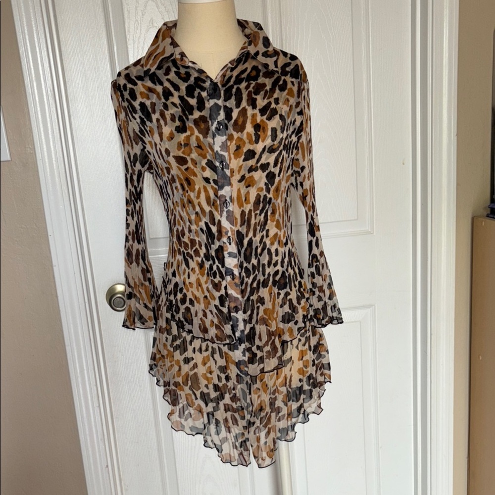 Lindi Leopard Print Sheer Blouse